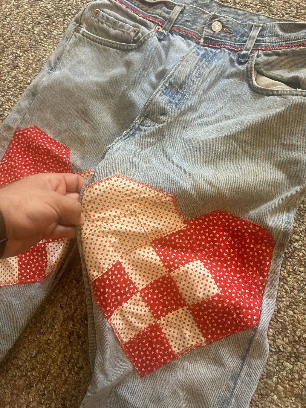 32w Quilted hearts denim