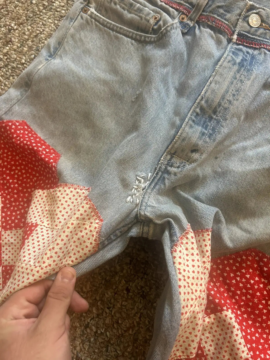 32w Quilted hearts denim