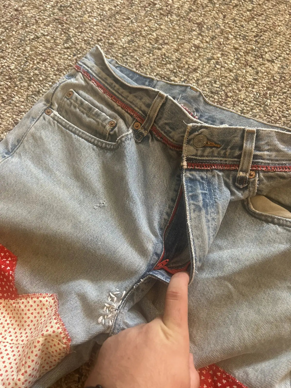 32w Quilted hearts denim